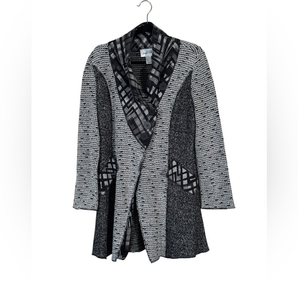 Joseph Ribkoff Sweaters - Joseph Ribkoff Grey Chunky Knit Patchwork Cardigan Sweater Womens 8 Lagenlook